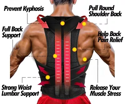 Men Women Magnetic Back Posture Corrector Shoulder Support Brace Belt Therapy • $12.63