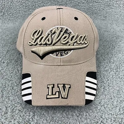 Las Vegas Mens Hat Cap LV Nevada Embroidered Bill Beige Strapback Wool Blend • $7.25