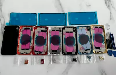 For IPhone XR Metal Frame Back Chassis Housing Rear Glass Cover Replacement UK • £15.99