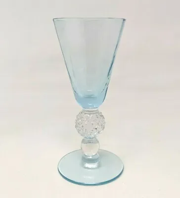 VTG Morgantown Azure Light Blue Paneled Golf Ball Stem Liquor Cordial Glass PR21 • $23.99