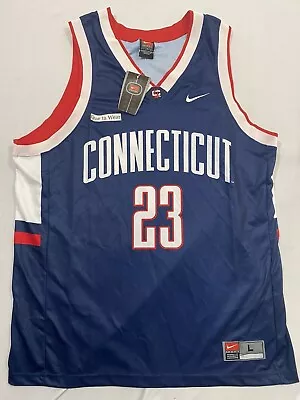 NIKE Swoosh Uconn Connecticut Huskies #23 Blue Basketball Jersey MEN'S L • $99.95