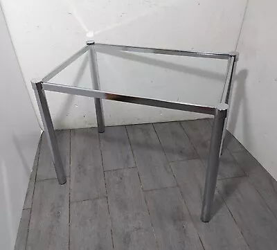 Vintage Mid Century Modern Chrome Metal Glass Top End Table Milo Baughman Style • $157.50