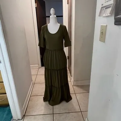 Matilda Jane Women’s Olive Green Maxi Tiered Dress Size S • $20