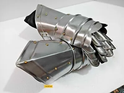 Medieval Gauntlets Pair Set Of 1 Gloves Knight Re-enactment Metal Halloween LArp • $88.74