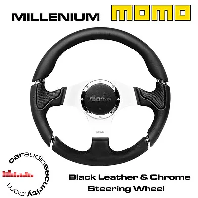 Momo Millenium 320mm Black Leather & Chrome Steering Wheel  • $323.93
