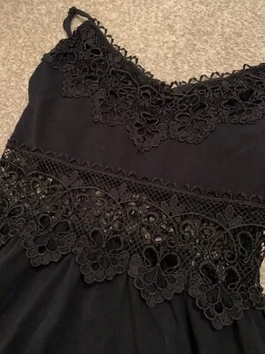 £4 • Buy Topshop Size 8 Womens Skater Dress Black Laced Cut Out Cami Strappy