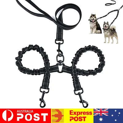 $18.85 • Buy 2 Way Double Dual Dog Leash Lead Walk 2 Dogs With One Lead Coupler Nylon Harness