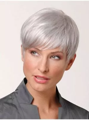 Silver White Wigs Fashion Women Wig Synthetic Short Elder Mom Hairpiece Natural • $14.09