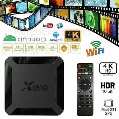 Android 10.0 TV Box X96Q Quad Core HD 4K Media Stream Player Mini PC Dual WiFi • $25.94