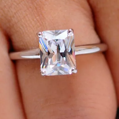 2Ct Radiant Cut VVS1 Moissanite Solitaire Engagement Ring 14k White Gold Plated • $113.04