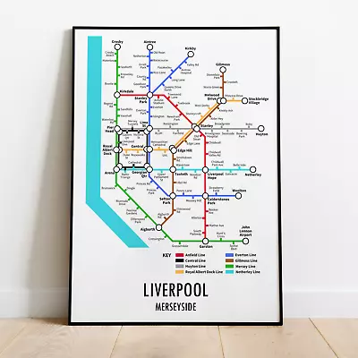 £43.95 • Buy Liverpool Merseyside Underground Style Transport Art Map Print A3 A4