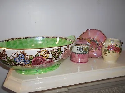 MALING Pottery Ware 'Rosine' 10 Ins 'Rosalind' 6 Ins Small Urn And Jam Pot • £17.50