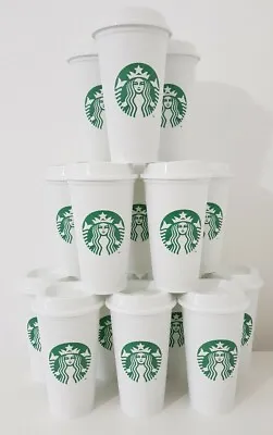 £6.95 • Buy Starbucks Coffee Tea Cup White Plastic Reusable Travel Mug Beaker Tumbler 437ml