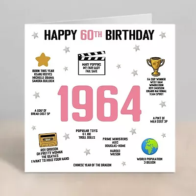 60th Birthday Card Her Mum Grandma Friend Sister Wife Niece Auntie Female Card • £3.35