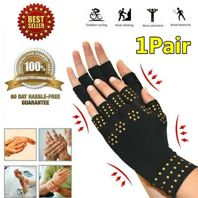 Copper Hands Arthritis Compression Gloves Brace Magnetic Therapy For Men Women • £4.49