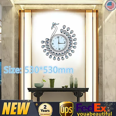 Exquisite 3D Peacock  Metal Wall Clock Large Wall Watch Silent Clock Home Decor • $35