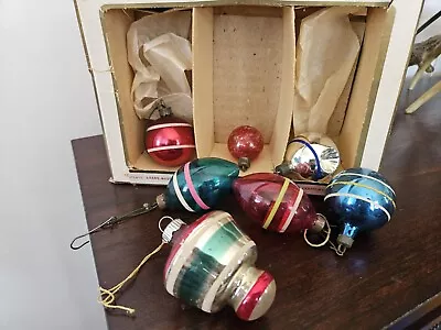 Vintage Christmas Glass Ornaments Lot Of 7 And A Box Odd Shapes • $15