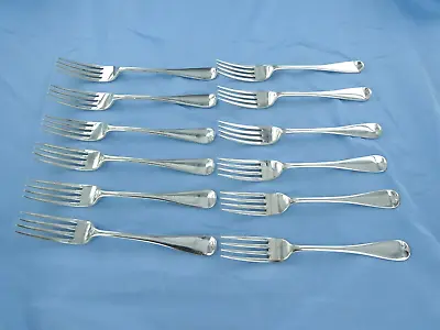 An Antique Sterling Silver Set Of Twelve Old English Dessert Forks london 1911. • £565