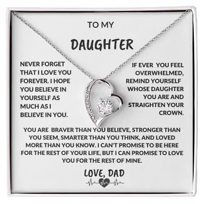 To My Daughter Love Dad Forever Love Necklace Personalized Heartbeat Gift • $39.99