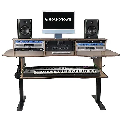 Sound Town DIY Electric Music Studio Desk WorkstationWeathered Brown(SDRK-SD1B) • $1172.99