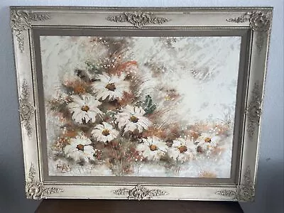 Lee Reynolds Oil Painting White Daisies Flowers 40x30  Vanguard Studios • $2999.99