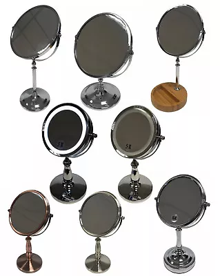 Large Double Sided Round Magnifying Cosmetic Shaving Bathroom Swivel LED Mirror • £10.99