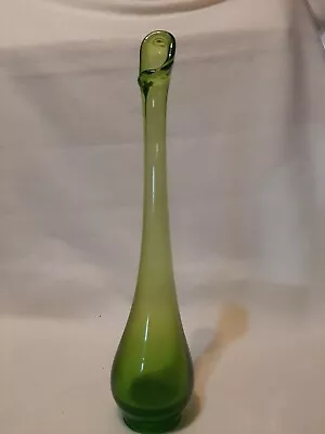 Vintage Viking Swung Glass Emerald Lime Green Bud Vase 11 1/4  • $27