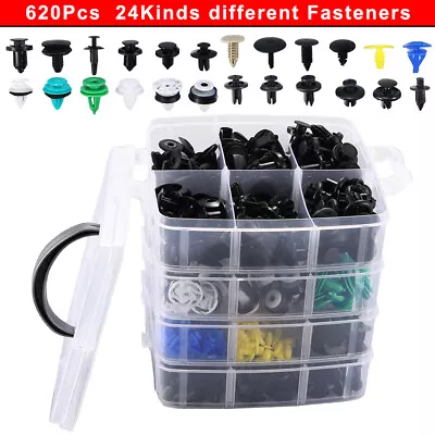 620 Pcs Plastic Auto Fasteners Clip Bumper Fender Repair Parts Kit 24 Kinds USA • $18.17