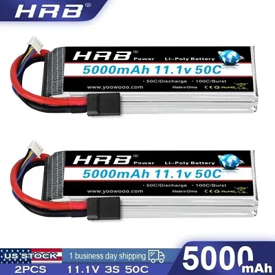 2pcs HRB 5000mAh 11.1V 3S LiPo Battery 50C Tr Plug For RC Car Truck  Boat Quid • $59.99