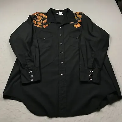 VINTAGE Mondiki Shirt Mens 2XL XXL Black Western Square Dance Pearl Snap Cowboy • $24.99
