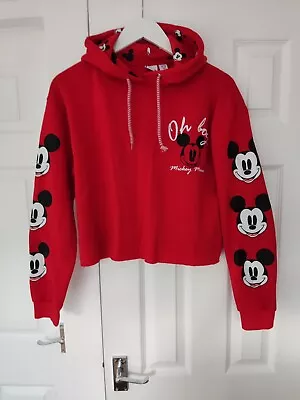 £16.99 • Buy Mickey Mouse Sweatshirt Hoodie Red Retro Disney Giant Logo Pullover Jumper Crop