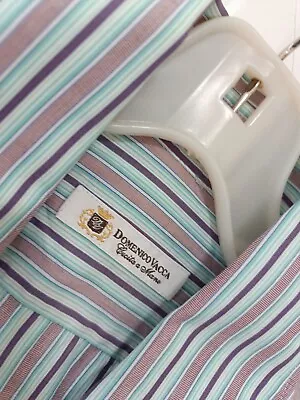 Domenico Vacca Mens Shirt 15 3/4 40 Long Sleeve Striped Cotton Luxury Italy • $54.69