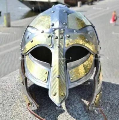 Medieval Steel Helmet Norman Viking Sca Larp Battle Warrior Replica Armor Helmet • $35.19