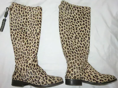 Stelle Monelle By Vera Gomma Women’s Leopard Calfhair Boots US 6 EU 36 NEW SALE • $68