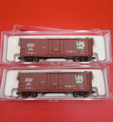 Atlas N 40' Plug Door Box Cars Canadian National Leaf Logo Cn 290018 290136 • $24.95