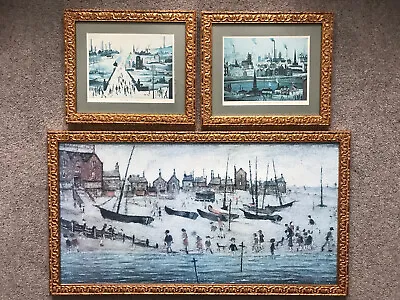 £50 • Buy 3 Framed - LS Lowry Prints - The Beach, Canal Bridge, The Canal