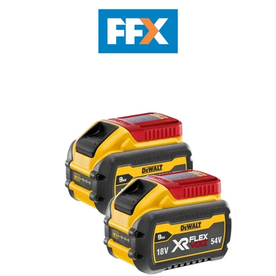 £261.15 • Buy Dewalt DCB547x2 2x18V/54V 9Ah Li-Ion XR Flexvolt Battery Twin Pack Lightweight