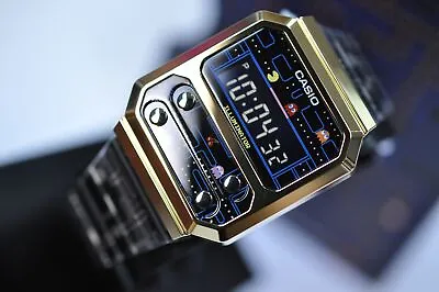 Casio Vintage A100WEPC PAC-MAN Digital Black/Gold Watch A100WEPC-1B Limited Ver • $169