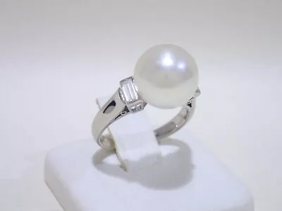 MIKIMOTO Platinum South Sea Pearl Ring With Diamonds Size 5.25 • $1400