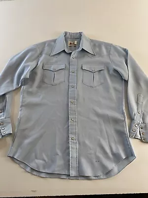 VTG Texas Mesquite Thick Poly Western LONG SLEEVE SHIRT Large L 16 X 34  • $27.50
