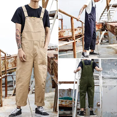 £16.75 • Buy UK STOCK Mens Bib And Brace Overalls Cargo Work Trousers Dungarees Romper Pants