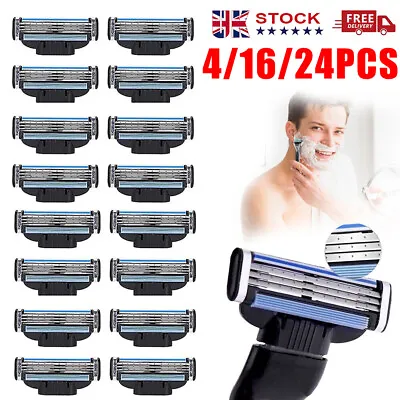 4/16/24PCS For Gillette MACH 3 Razor Blades Stainless Steel Blades Replacments • £5.99