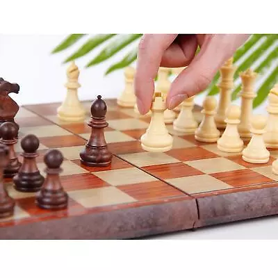 KIDAMI Chess Set 12 X12  Folding Magnetic Wooden Standard Chess Game Board New • $23.53