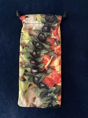 Silky Flat 8 X 3.5 Inch Drawstring Pouch With Vegetable Pattern • $8