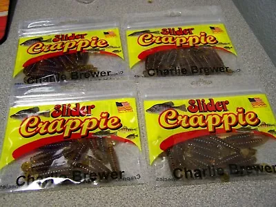 4 PACKS  Slider CSGG17 Crappie Grub With Vibratail 1 1/2  Pumpkin Black Flake • $15.99