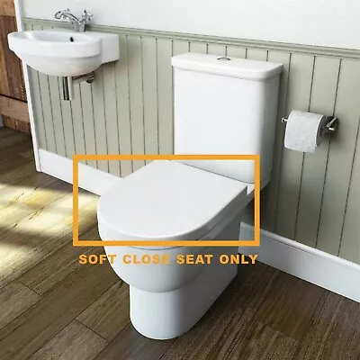 Luxury White D SHAPE Heavy Duty Soft Close Toilet Seat With TOP FIXING Hinges • £13.49