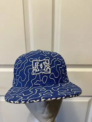 Vintage DC Skateboards New Era Fitted All Over Blue White 90s Y2K Rob Sudden • $45