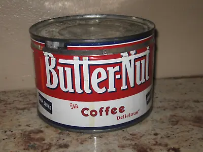 VINTAGE Butter- Nut 1 Pound Drip Grind Coffee Tin With Lid- Very Nice • $17.99