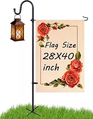 Large Garden Flag Holder Stand Pole For 28 X 40 Flags With Shepherds Hooks Fo... • $23.65