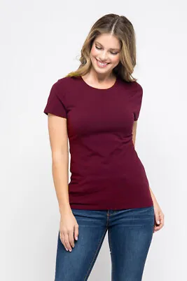 Women's Premium Basic Tee T-Shirt Soft Cotton Short Sleeve Crew Neck Solid Top • $11.99